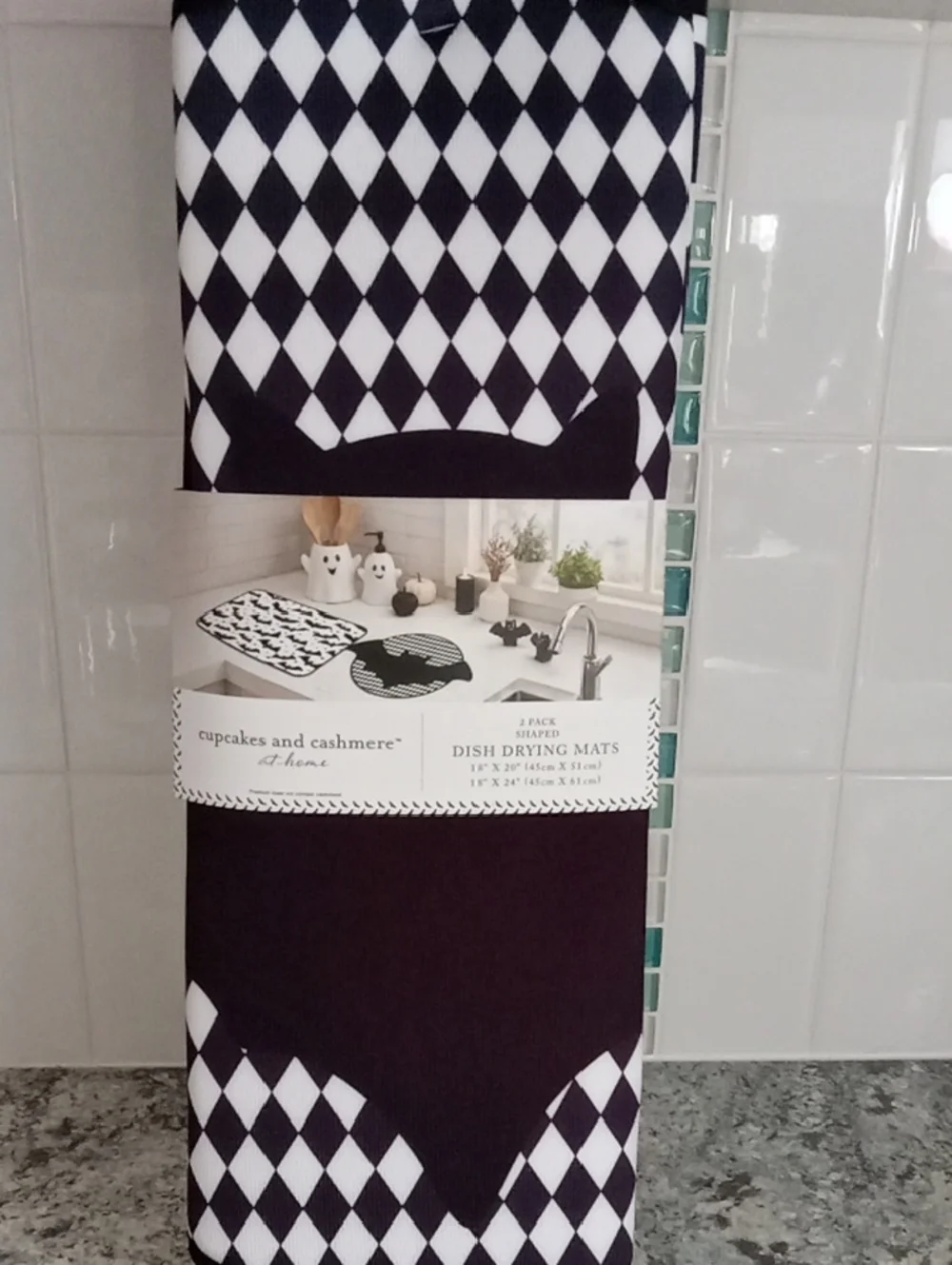 cupcakes & cashmere Bats 2 Pack Dish Drying Mats